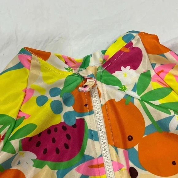 H&M Kids One-Piece Swimsuit Rashguard zip up toddler girl colorful neon - Picture 3 of 5